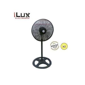 Ilux 2 Ventilateurs 18 Pouces - LXF-1805 - 5 Hélices - Noir - 24 Mois De Garantie