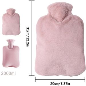 Bouillotte ROSE avec fourrure synthétique douce. Procure chaleur et confort et soulage des douleurs musculaires, fièvre, relaxe, détend, différentes douleurs, ROSE , 2L. Importé de France.
