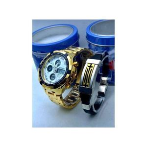 Quamer Montre Homme En Acier Inoxydable Modèle De Luxe+bracelet Offert