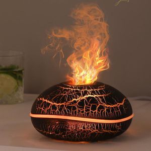 Diffuseur d'arômes 200ml à effet flamme craquelée avec sept couleurs et lumière de nuit humidificateur