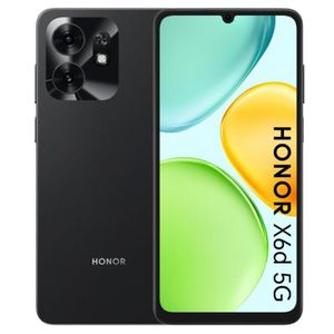 Honor Smartphone X6d 5G, 4 Go + 4 Go de RAM, 256 Go de stockage, double SIM, batterie longue durée de 5 130 mAh, appareil photo Ultra HD 50 Mpx, grand écran 6,75 pouces 90 Hz, processeur octocœur 5G, Magicus, Noir