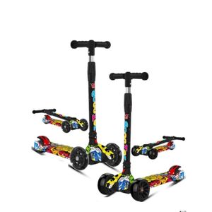 Gn Trottinette à 3 roues pour enfants scooter pliable à hauteur reglable avec roues lumineuses pour enfants de 2 à 8 ans