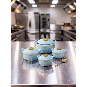 Soupière Prestige Bleu et Or - Soupière haut de gamme avec couvercles dorés