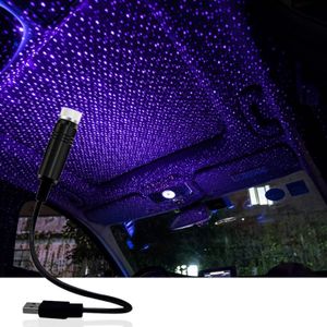 Veilleuse de voiture USB à p-rojection de ciel étoilé, lumière d'ambiance violette-bleue