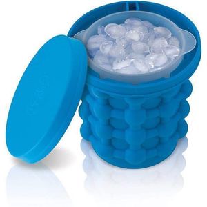 Seau à Glaçons Portable en Silicone 2-en-1 - Double Chambre, Sans BPA, Démoulage Facile par Pression - Compact, Stockage & Refroidisseur de Bouteilles