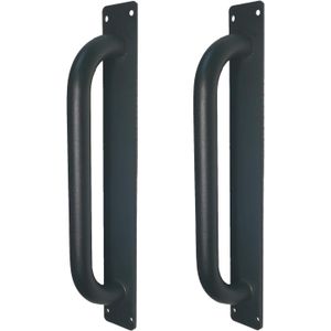 Lot de 2 poignées de porte de grange modernes en acier robuste de 30,5 cm avec revêtement en métal noir pour clôture, jardin, terrasse, placard intérieur