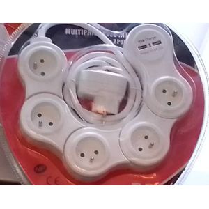 Rallonge Parasurtenseur Puissante Avec 2 Ports USB Et 5 Prises