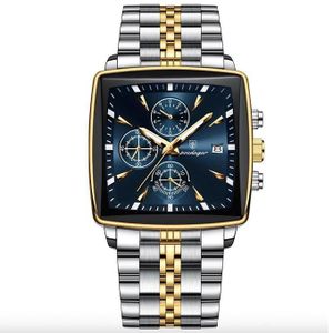 POEDAGAR Montre homme lumineuse, étanche, chronographe, date, acier inoxydable
