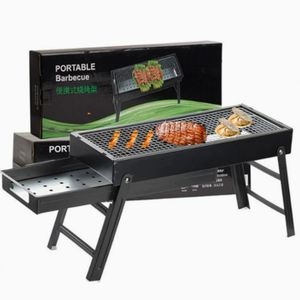 Large BBQ Barbecue Grill Folding Portable Charcoal Outdoor Camping Picnic Burner Foldable Charcoal Camping Barbecue Oven