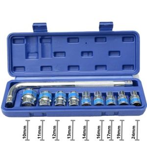 Jeu de douilles métriques, Clé en L à douille, Coffret outils mécanique voiture, Kit douilles 10 à 24 mm, Clé à pipe débouchée douilles, Outil serrage d'urgence moto, Boite à douilles pas cher, Quincaillerie outillage garage atelier.
