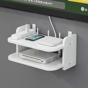 GALUIN Étagères flottantes écologiques à 2 niveaux, support mural pour routeur Wi-Fi, multiprise, décodeur.
