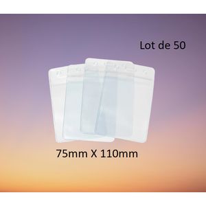 Porte Badge  75mm X 110mm Transparent Sans Cordon (lot De 50)