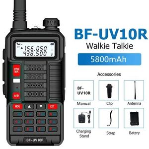 Talkie Walkie Uv-10R - Radio Cb - 10W 16Km - 128Ch Vhf Uhf - Ip67 Étanche - Noir