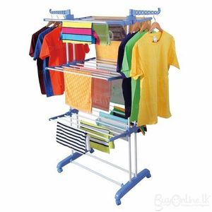Séchoir Multifonctions à 3 Niveaux Avec Roues Pour Sécher Des Vêtements - Bleu