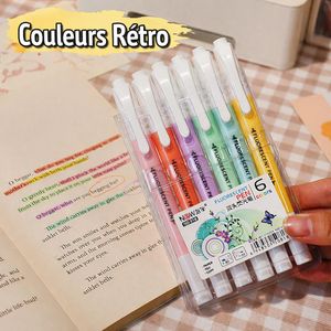 6pcs Marqueur Surligneur à Double Tête et Multicolore
