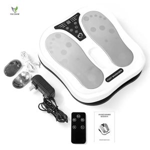 Appareil de Massage Pieds EMS & Chauffant – Stimulateur Circulatoire, Anti-Jambes Lourdes, Télécommande & Patchs Électrodes Inclus