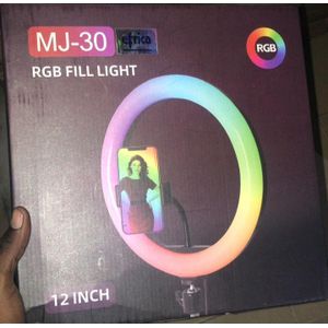 Gn Anneau lumineux LED RGB 12 pouces , trépied et support de téléphone, éclairage annulaire à intensité variable et télécommande pour selfies
