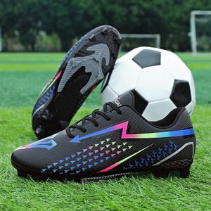 GLARPEBIE Chaussures de football pour hommes en extérieur AG, légères et respirantes, chaussures d'entraînement sportif pour jeunes - Noir