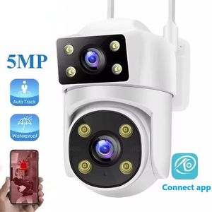 Caméra de surveillance CCTV de sécurité Wifi, caméra vidéo HD par réseau Internet,Caméra de sécurité extérieure sans fil double écran et double objectif PTZ 4K Wifi