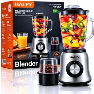 HALEY Blender 2-en-1  Haute Performance 1000W – Mixeur Professionnel, Smoothies, Jus, Shakes et Épices et Lames Inox HY-2941