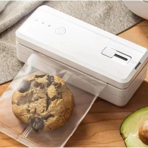 Scelleuse portable rechargeable et ouvre-sacs — Port de charge USB-C — Sans pile — Scelle les emballages fins plus rapidement — Blanc