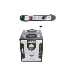 AKAI Stabilisateur  De Tension Automatique 2000VA + Multiprises 3 Trous Avec Chargeur USB Offert - Noir