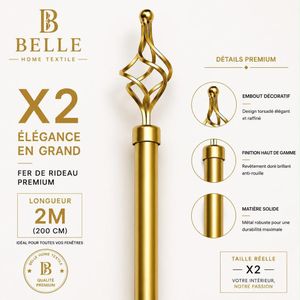 Belle lot De 2 Tringles à Rideaux Extensible 2m