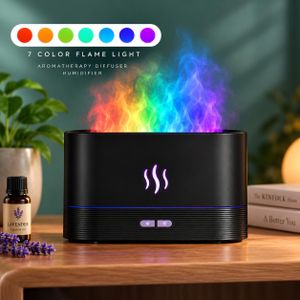 Flame Aromatherapy Machine, Home Office Table Seven Color Flame Ultra Silent Air Humidifier