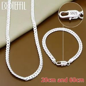 2pcs/set 925 en argent sterling chaîne collier bracelet bijoux Set - 60cm collier + bracelet 20cm