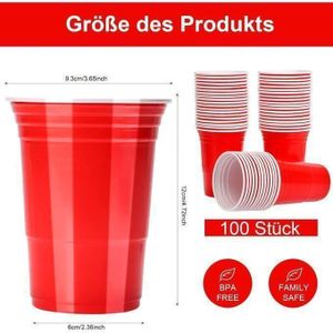 Agréable Lot De 50 Gobelets Réutilisables En Plastique Rouge