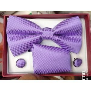 Coffret Nœud Papillon + Pochette + Bouton De Manchettes - Violet