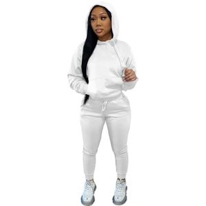 Ensemble Survêtement Femme à Capuche Blanc – Tenue Décontractée Moderne 2 Pièces