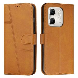 Etui a rabat portefeuille compatible Infinix Hot 50i / Smart 9 avec 2 antichocs - Marron Clair