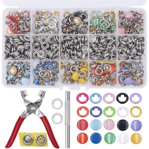 Lot De 200 Boutons-Pression Métalliques Avec Pince Et Outil De Pose Pour La Couture Et L'artisanat 