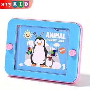 STY Jeu d’eau de poche jouet jeu interactif de boule de flux d’eau amusement sur le thème de pingouin pour les enfants (3+ ans)
