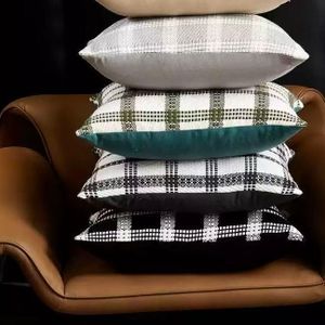 Pieces(4) Coussin de canapé Coussin à carreaux élégant D4545-007