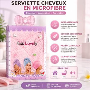 serviette cheveux en microfibre super absorbante avec bouton