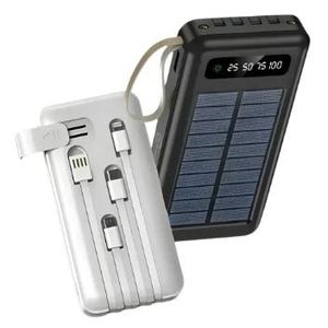 Power Bank Solaire 10000mAh avec Câbles Intégrés – Charge Rapide Portable