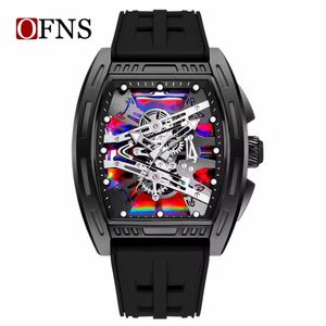 Sanda Montre Homme Automatique Squelette – Bracelet Silicone Noir – Design Luxe Sport