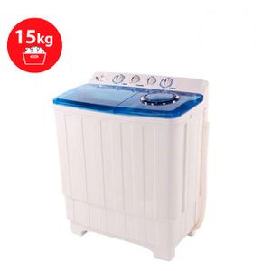 Nasco Machine A Laver 15Kg - NASTT-B150FL - Twin Tub/Semi-Auto./Sech. Express/ Fonct.Lavag A Main/500W
