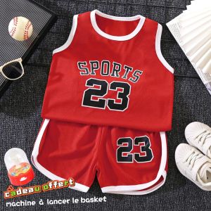MAISON SOPHIE Tenue de basket enfant maille respirante séchage rapide été, achat ensemble mini jeu de lancer basket offert