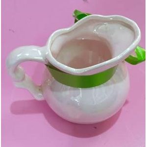 Pichet à lait en céramique sans fleurs, tasse à lait blanche et rose