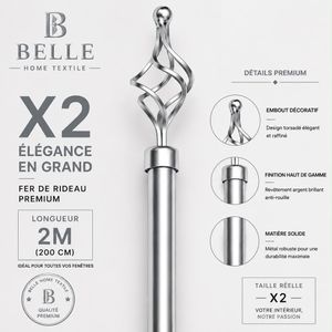 Belle lot De 2 Tringles à Rideaux Extensible 2m
