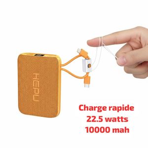 Power Bank HEPU 10000mAh – Charge Rapide 22.5W – Câbles Intégrés – Modèle HP-235