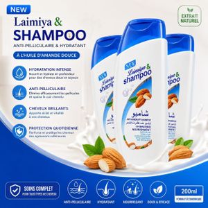 3 Laimiya & Shampooing Anti-Pelliculaire Hydratant à l’Huile d’Amande Douce – 200 ml