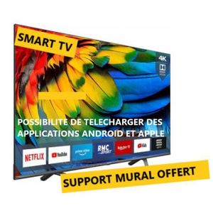 SMART TECHNOLOGY  TV 75’’ Mini LED/QLED HD - Google TV, Android 14 (STT-7580K)-4K UHD- Wifi, Bluetooth - Apps (Netfl, YouTube, Prime Vidéo) - 2 télécommandes slim avec option vocale - 3x HDMI, 2x USB – Noir- Garantie  24  Mois.