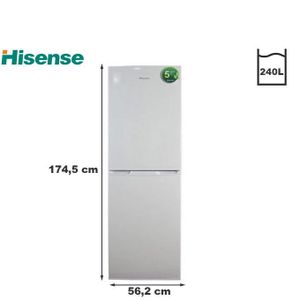 Hisense réfrigérateur Combiné - Rd-34dc4sa - A+ - 240 Litres - 3 Tiroirs Et 1 Casier - Gris - Garantie 12 Mois