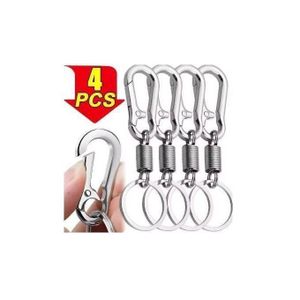 Lot De 4 Porte-clés à Ressort Rétractable En Acier Inoxydable