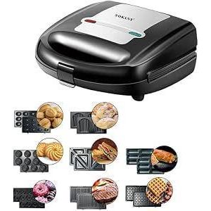 Sokany Machine à sandwich Multifonction  750W  8 plaques anti-adhésion, nettoyage facile