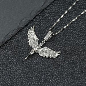 Collier pendentif ange tendance – Chaîne cubaine sertie de diamants